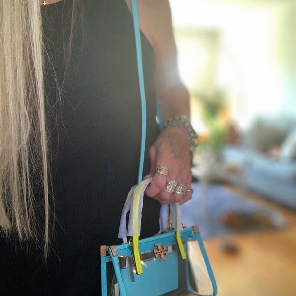 NWT TORY BURCH BLAKE CLEAR/MULTI MINI TOTE CROSSBODY W/DUSTBAG - Picture 6 of 9